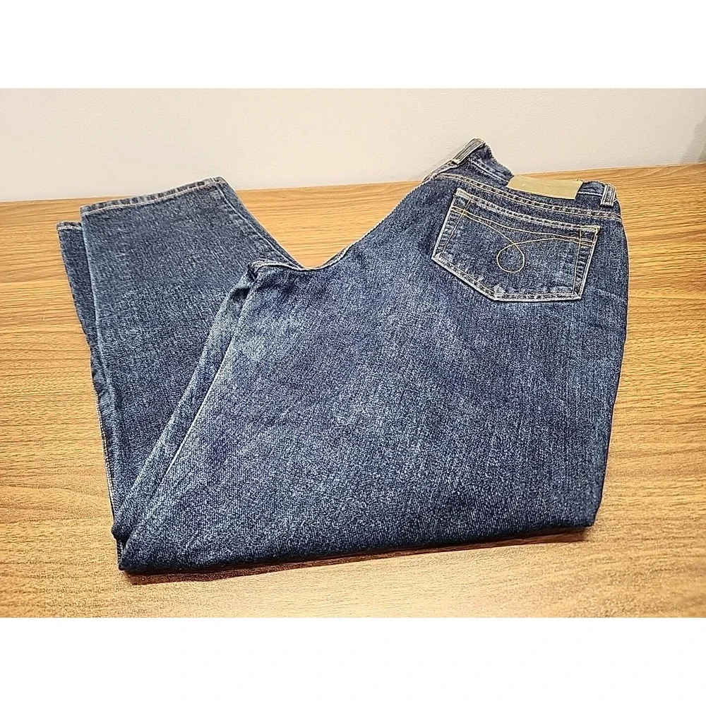 Calvin Klein Women's Omega Rinse Wash Blue‎ Denim Sz 14 Jeans 100% Cotton ~ VG
